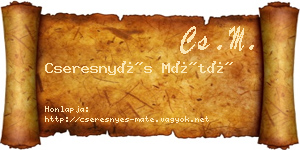 Cseresnyés Máté névjegykártya